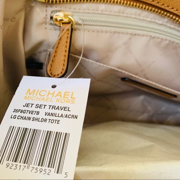 Michael Kors PVC/SAFFIANO LEATHER LARGE CHAIN TOTE - Picture 6 of 8